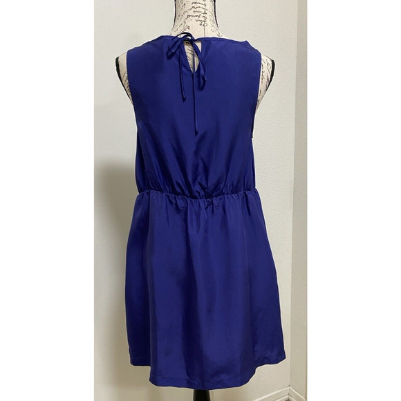 Maeve Dress Womens Small Blue Mini Ruffles 100% Silk Elastic Waist Pockets - Picture 4 of 11